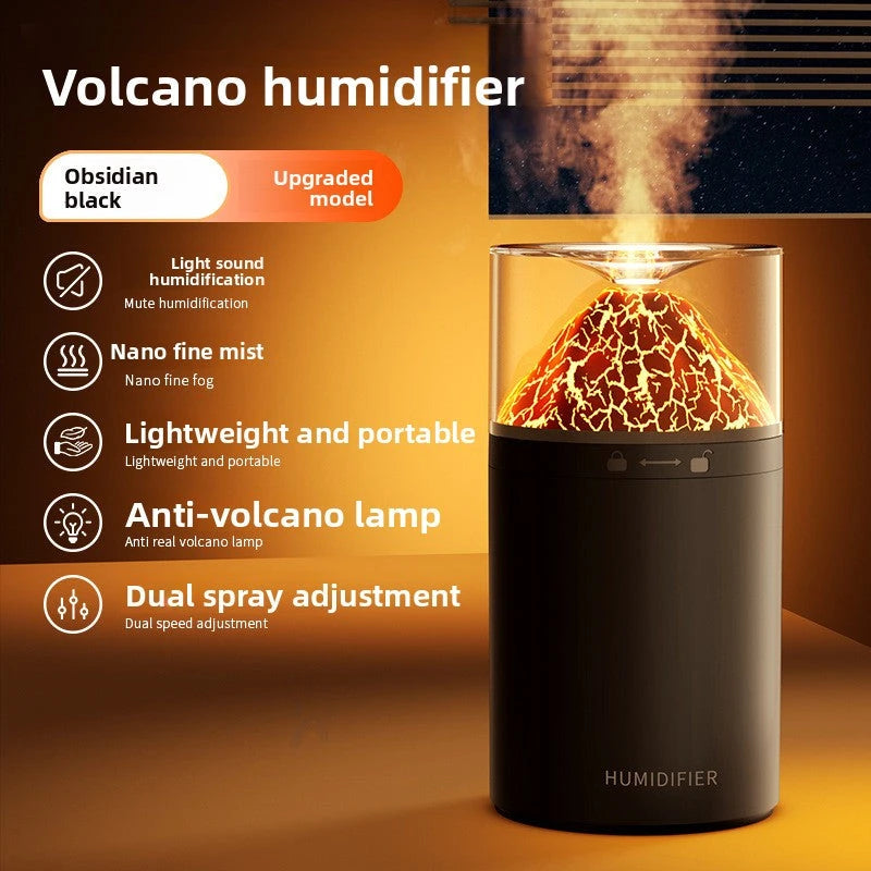 DreamSeal Volcano Mist Humidifier - Aroma Diffuser with Flame Light