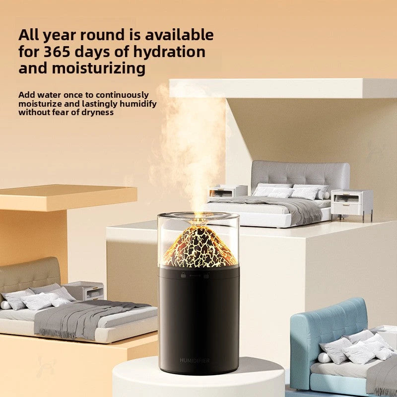 DreamSeal Volcano Mist Humidifier - Aroma Diffuser with Flame Light