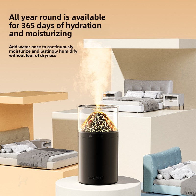 DreamSeal Volcano Mist Humidifier - Aroma Diffuser with Flame Light