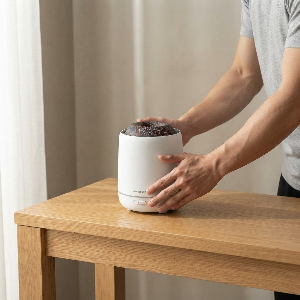 DreamSeal Volcano Mist Humidifier - Aroma Diffuser with Flame Light