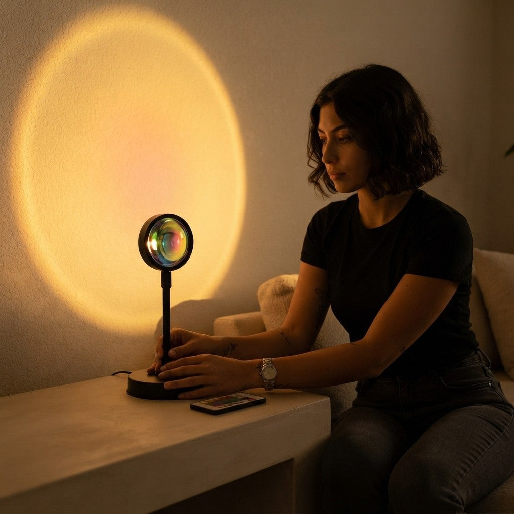 DreamSeal Aura Sunset Lamp - Golden Hour Projector Light